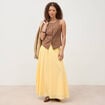 Gilet sans manches col rond doubl&eacute; marron femme