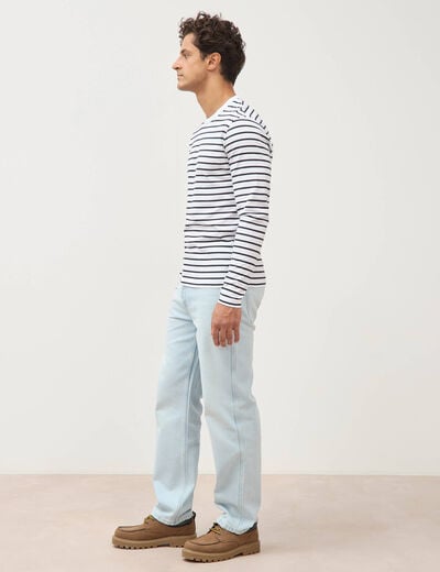 Marini&egrave;re manches longues col rond bleu marine homme