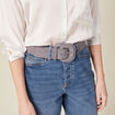 Ceinture large en cuir bleu clair femme