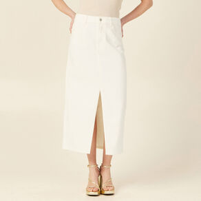 Jupe midi fourreau denim blanc femme
