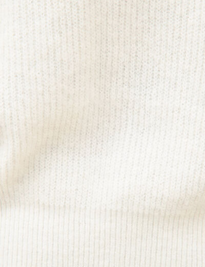 Pull droit col rond manches longues ecru femme