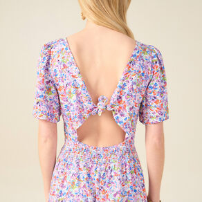 Robe longue évasée rose femme