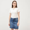 Mini-jupe en jeans bleu gris femme