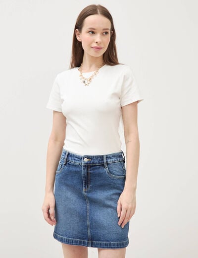 Mini-jupe en jeans bleu gris femme