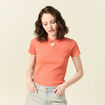 Polo manches courtes orange fonc&eacute; femme