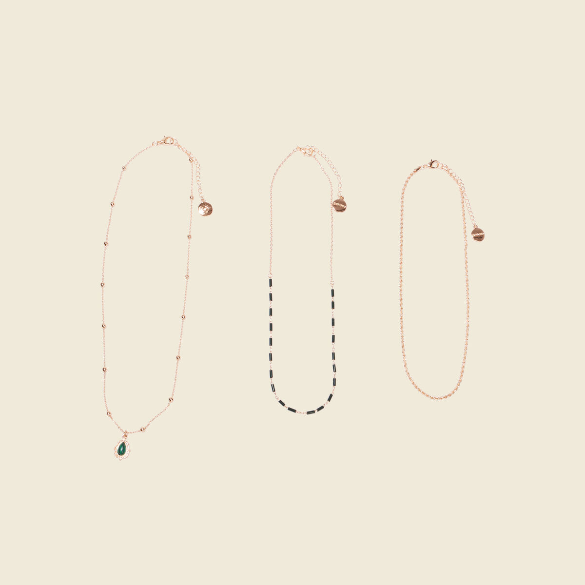 Lot 3 colliers vert canard femme
