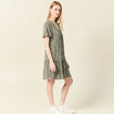 Robe évasée manches courtes vert kaki femme