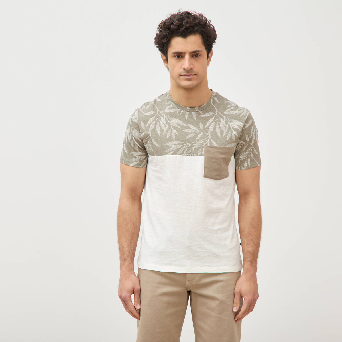 T-shirt manches courtes vert kaki homme