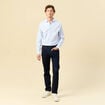 Chemise droite courte col italien bleu ciel homme