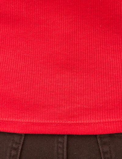 T-shirt cintr&eacute; manches longues rouge femme