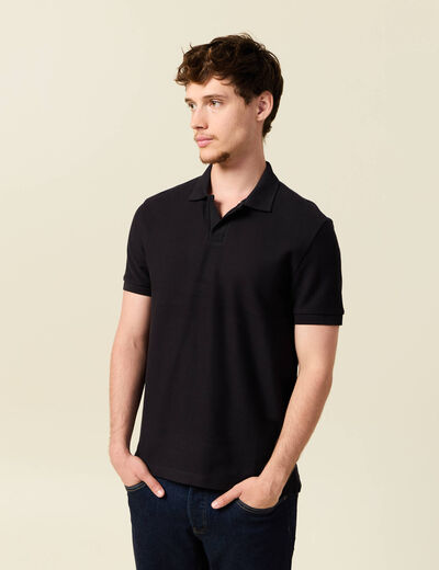 Polo cintré manches courtes en coton noir homme