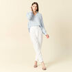 Pantalon slouchy taille haute blanc femme