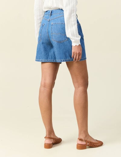 Short droit en jean à pinces denim baby bleu femme