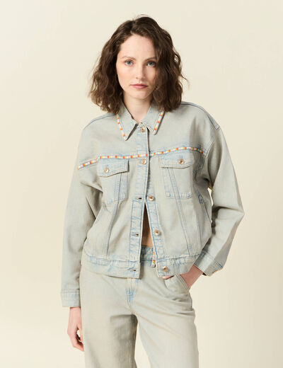 Veste oversize en jean bleu ciel femme