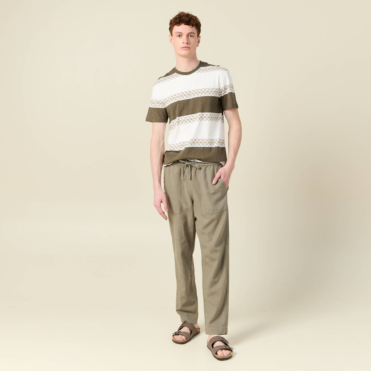 T-shirt manches courtes vert kaki homme