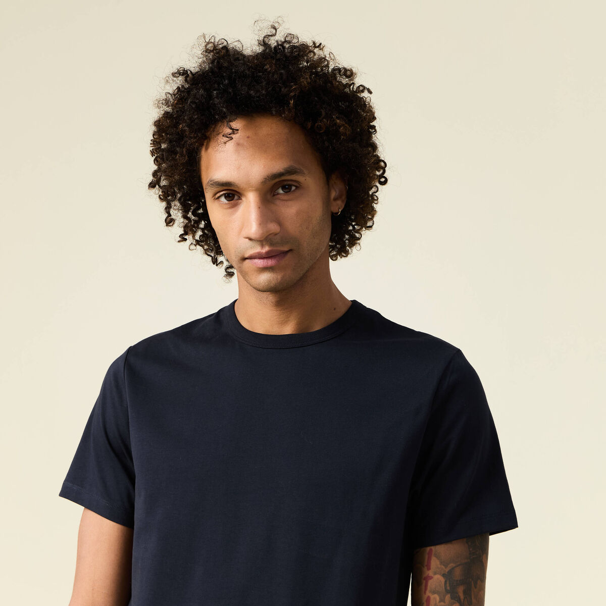 T-shirt en coton manches courtes bleu marine homme