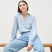 Blouse manches longues bleu femme