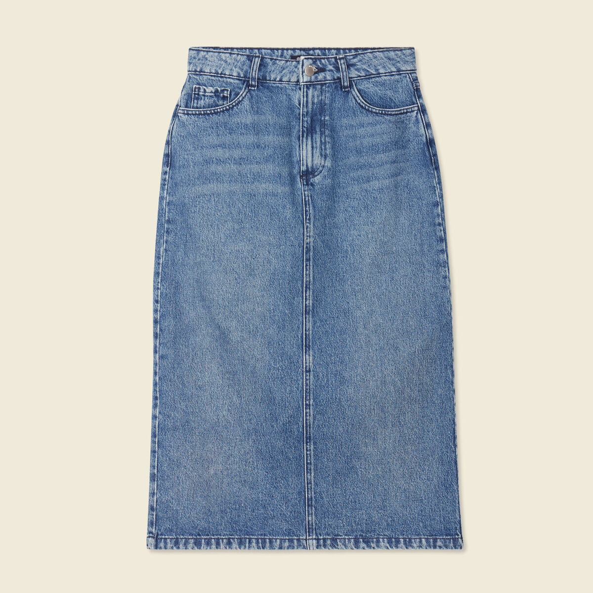 Jupe midi crayon en jean denim used femme