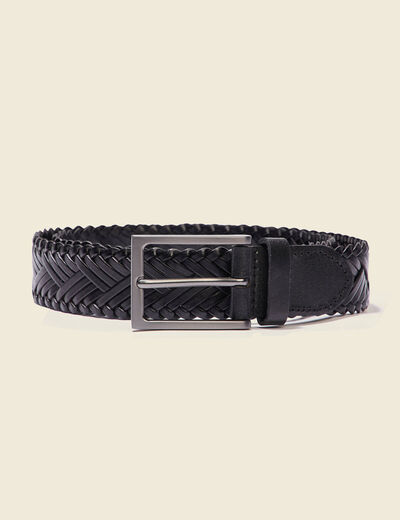 Ceinture tressée noir homme