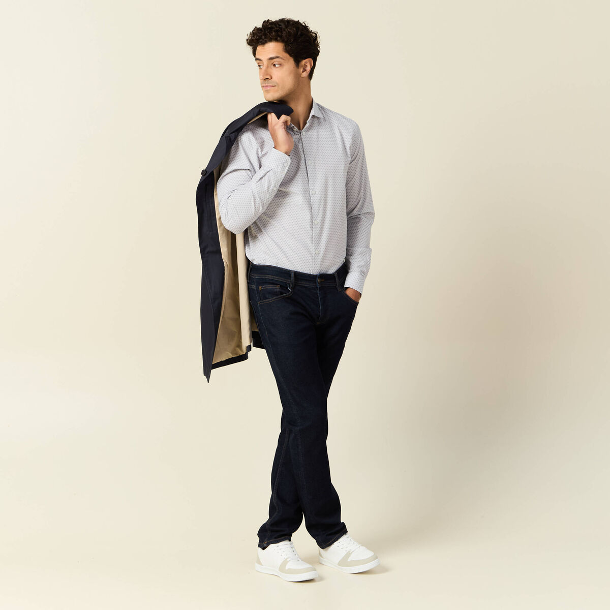 Chemise manches longues gris homme