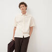 Chemise ray&eacute;e manches courtes ecru homme