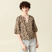 Blouse manches courtes marron clair femme