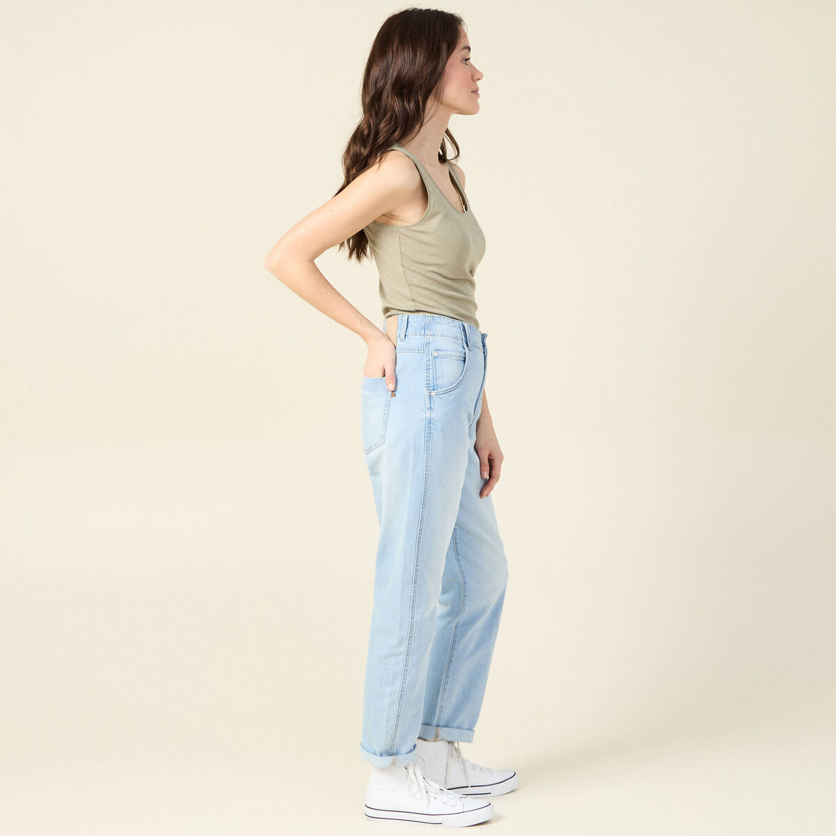 Débardeur femme uni col arrondi Instinct vert kaki femme