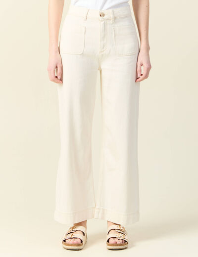 Pantalon large denim blanc femme