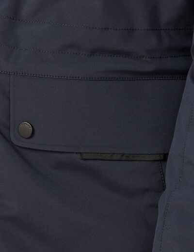 Parka droite à capuche bleu foncé homme