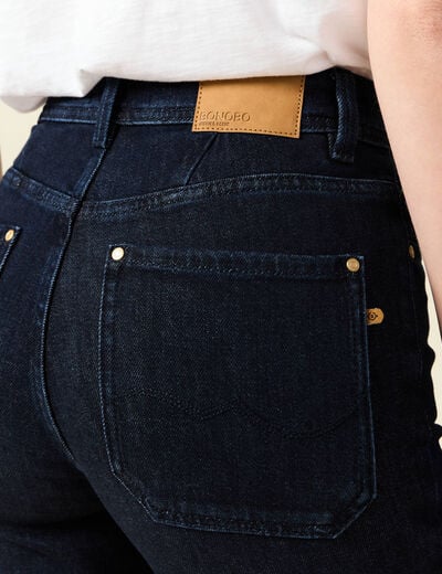 Jeans flare taille haute denim brut femme