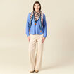Pull manches longues col en V bleu ciel femme