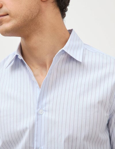 Chemise col am&eacute;ricain manches longues bleu ciel homme