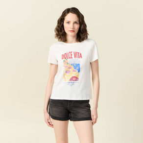 t shirt manches courtes ecru femme T-shirt manches courtes ecru femme