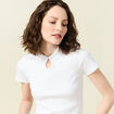 Polo manches courtes blanc femme