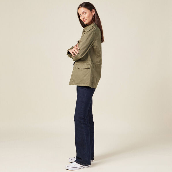Veste droite poches àrabat vert kaki femme