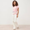 T-shirt col bateau manches courtes rose clair femme