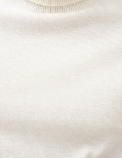 Pull fin col montant manches longues ecru homme