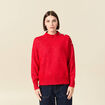 Pull col montant manches longues rouge femme