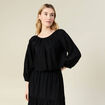 Blouse manches 3/4 brodée noir femme