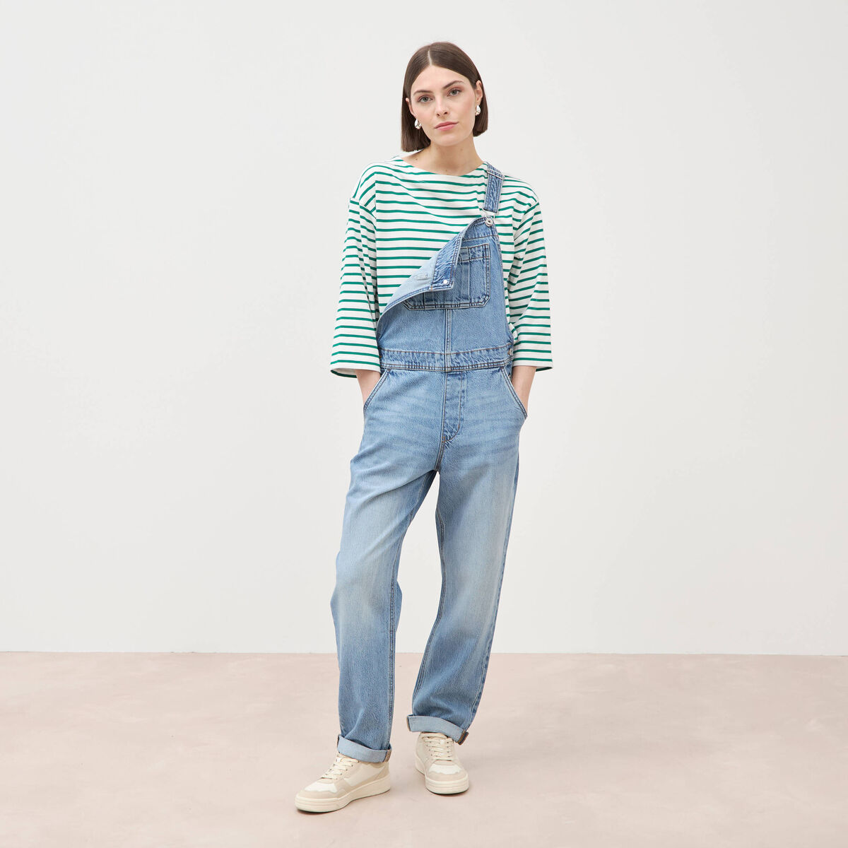 Salopette en jean denim stone femme