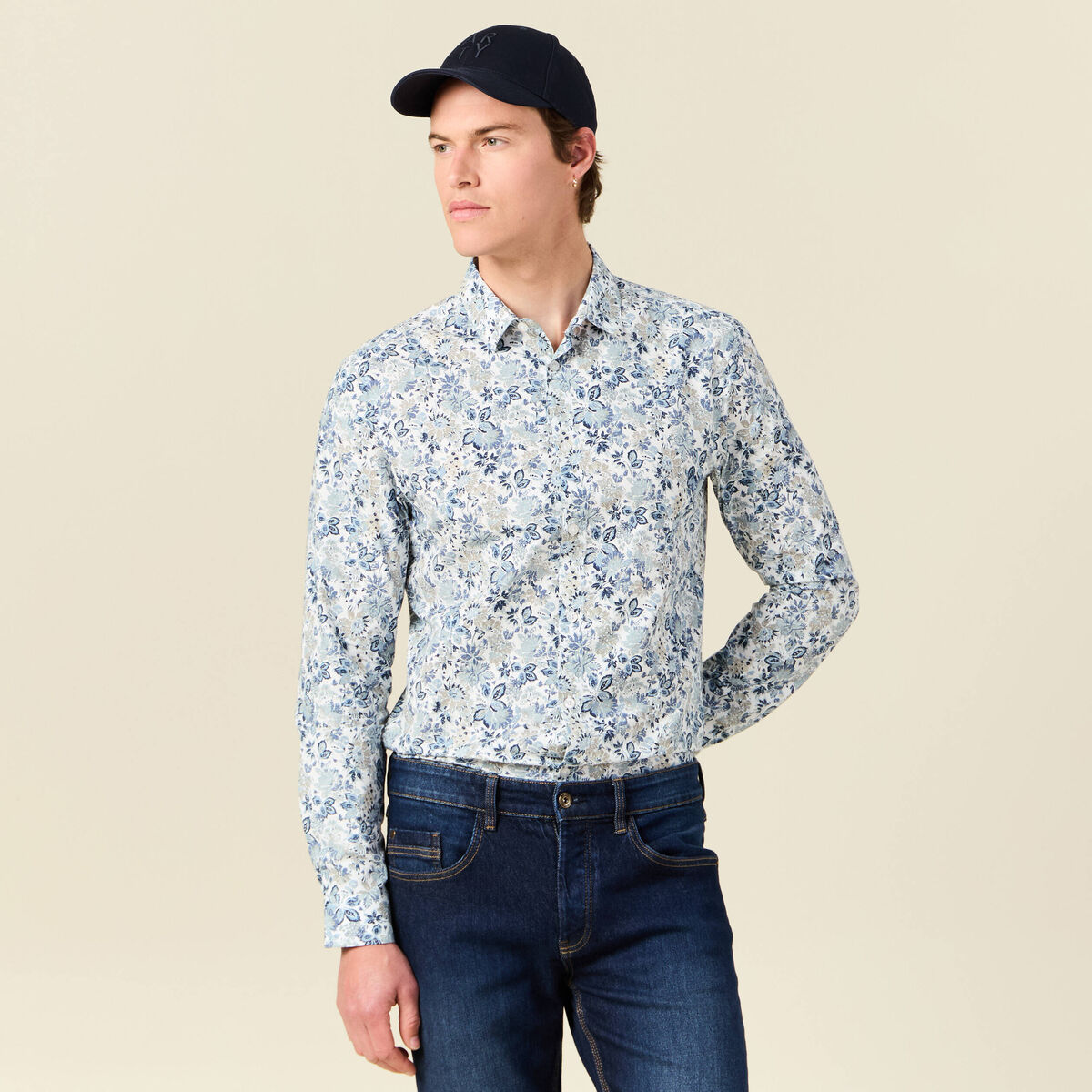 Chemise à manches longues blanc homme