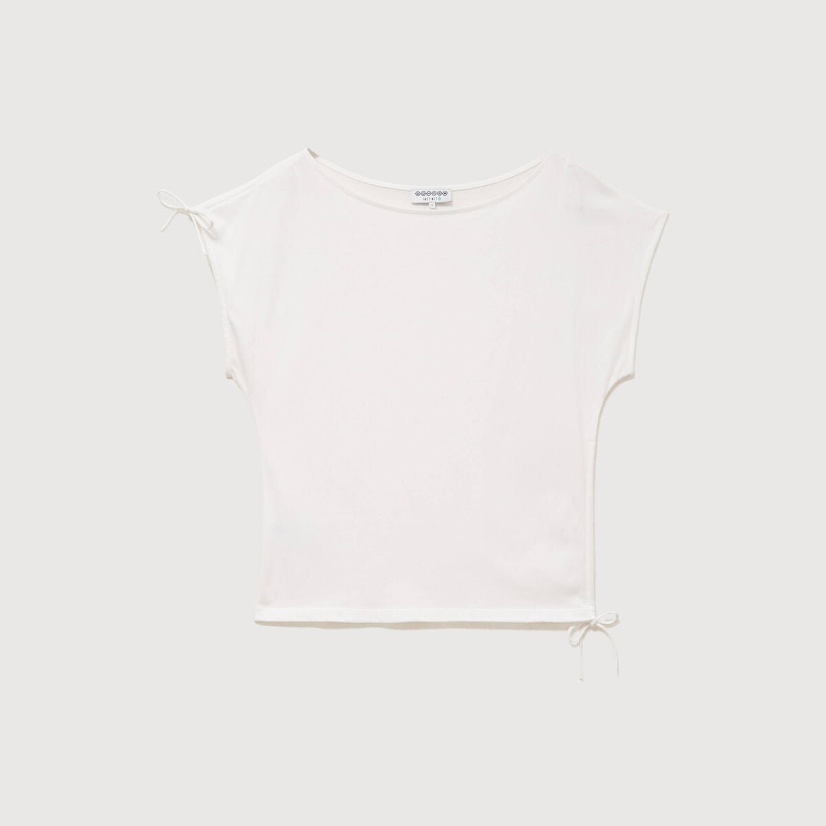 T-shirt col bateau manches courtes ecru femme
