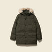 Parka longue droite &agrave; capuche vert kaki homme