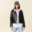 Blouson biker simili cuir noir femme