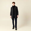 Manteau droit long col montant noir homme