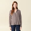 Chemise boyfriend courte manches longues marron fonc&eacute; femme