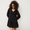 Robe dentelle manches longues doubl&eacute;e noir femme