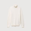 Pull fin col montant manches longues ecru homme