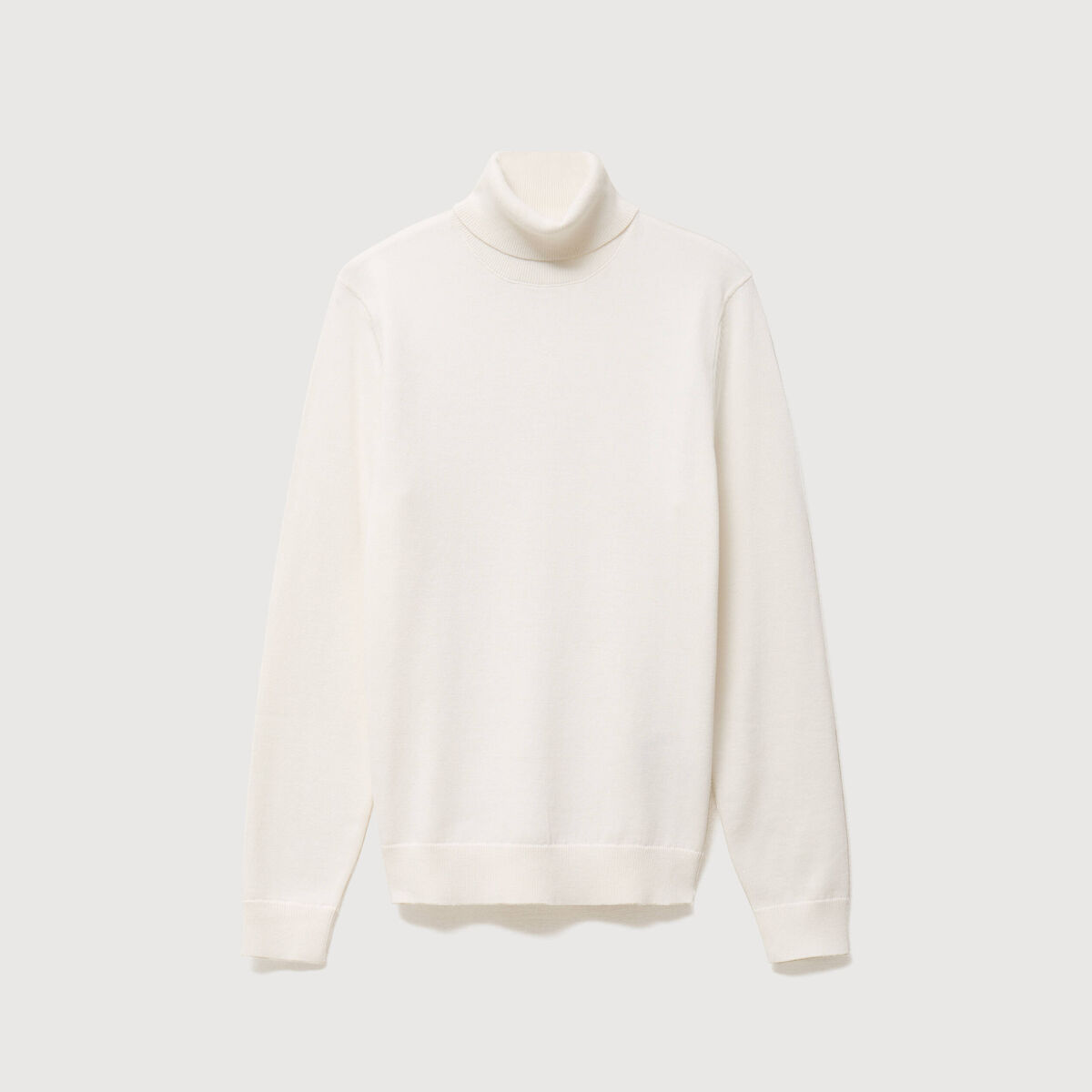 Pull fin col montant manches longues ecru homme