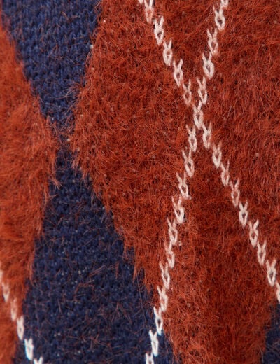 Pull droit manches longues col rond orange citrouille femme